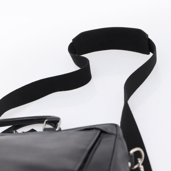 BURBERRY Business Bag Leather 2way Black Silver Auth ti4007