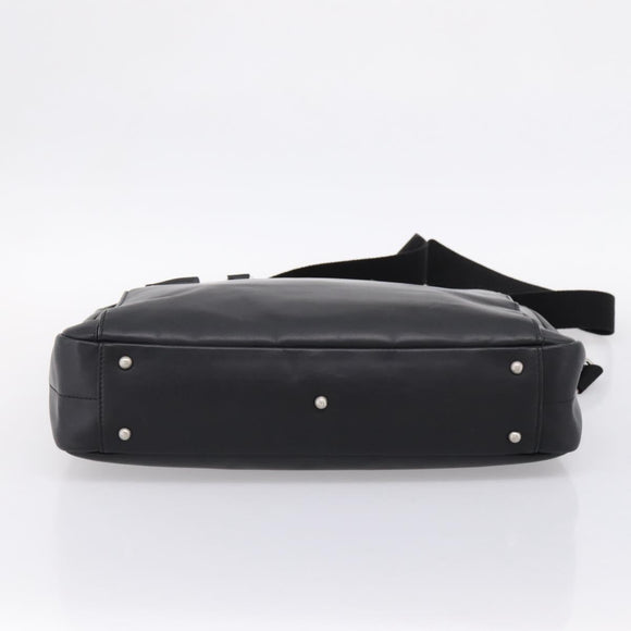 BURBERRY Business Bag Leather 2way Black Silver Auth ti4007