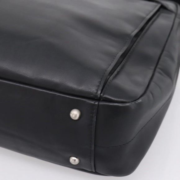 BURBERRY Business Bag Leather 2way Black Silver Auth ti4007