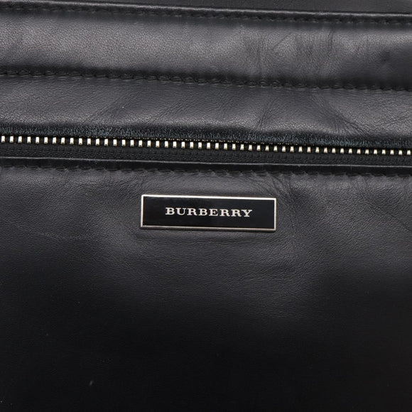 BURBERRY Business Bag Leather 2way Black Silver Auth ti4007