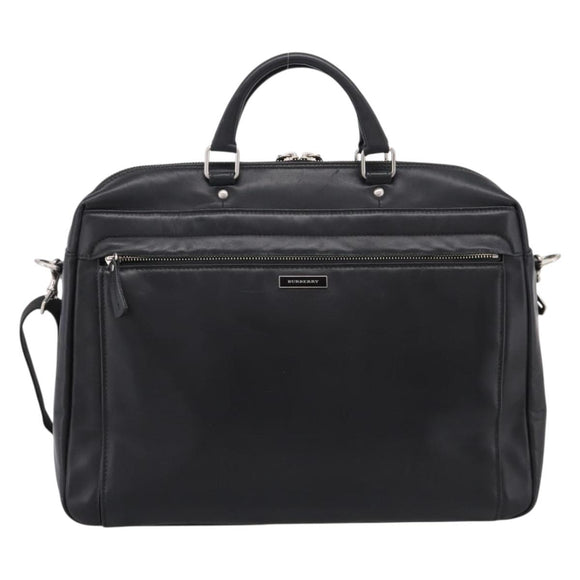 BURBERRY Business Bag Leather 2way Black Silver Auth ti4007