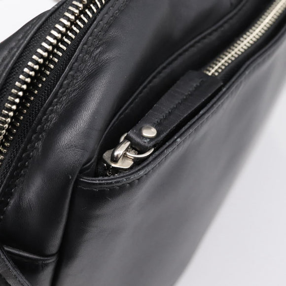 BURBERRY Business Bag Leather 2way Black Silver Auth ti4007