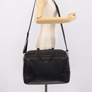 BURBERRY Business Bag Leather 2way Black Silver Auth ti4007-25