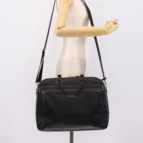 BURBERRY Business Bag Leather 2way Black Silver Auth ti4007