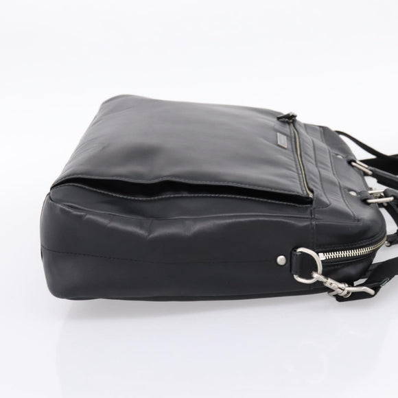 BURBERRY Business Bag Leather 2way Black Silver Auth ti4007