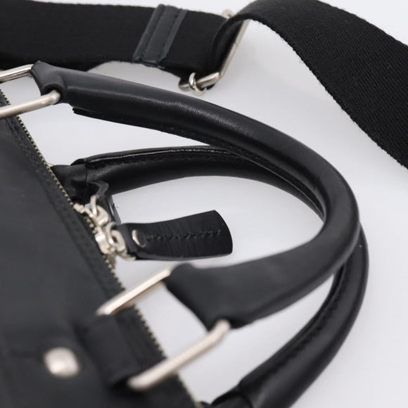BURBERRY Business Bag Leather 2way Black Silver Auth ti4007
