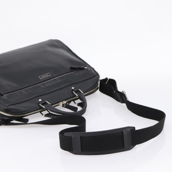 BURBERRY Business Bag Leather 2way Black Silver Auth ti4007