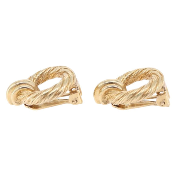Christian Dior Earring Metal Gold Tone Auth ti4009