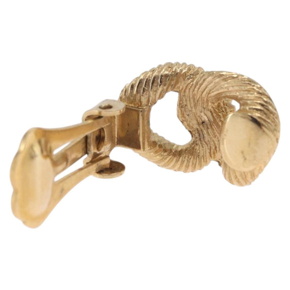 Christian Dior Earring Metal Gold Tone Auth ti4010