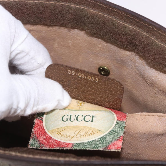 GUCCI GG Supreme Web Sherry Line Clutch Bag PVC Beige Gold 89 01 033 Auth ti4013