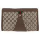 GUCCI GG Supreme Web Sherry Line Clutch Bag PVC Beige Gold 89 01 033 Auth ti4013-2