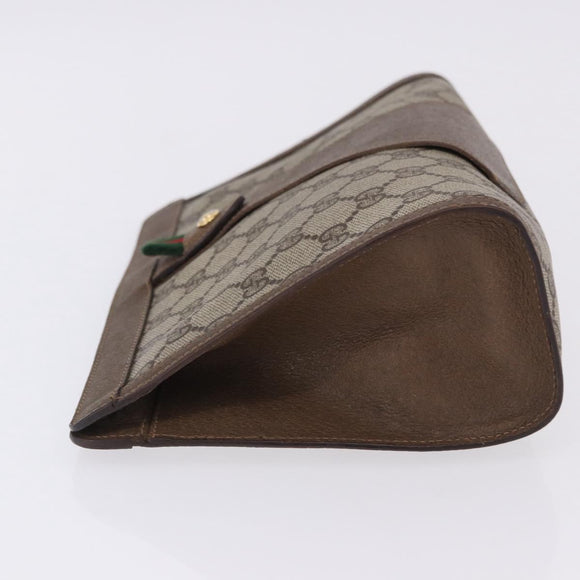 GUCCI GG Supreme Web Sherry Line Clutch Bag PVC Beige Gold 89 01 033 Auth ti4013