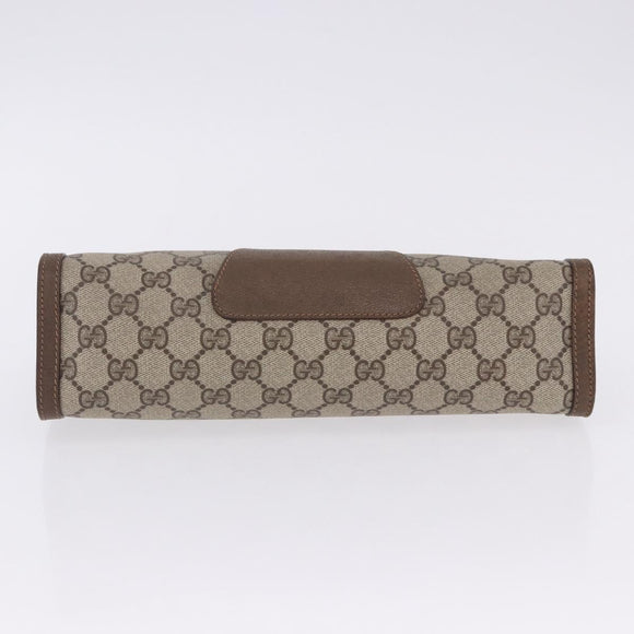 GUCCI GG Supreme Web Sherry Line Clutch Bag PVC Beige Gold 89 01 033 Auth ti4013