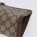 GUCCI GG Supreme Web Sherry Line Clutch Bag PVC Beige Gold 89 01 033 Auth ti4013-9