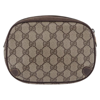 GUCCI GG Supreme Web Sherry Line Clutch Bag PVC Beige 156 02 066 Auth ti4015 - 0