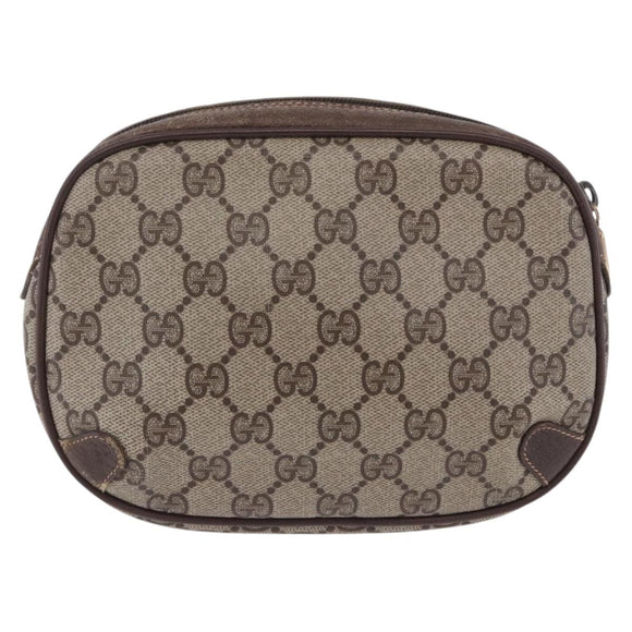GUCCI GG Supreme Web Sherry Line Clutch Bag PVC Beige 156 02 066 Auth ti4015