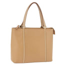 BURBERRY Hand Bag Leather Beige Gold Tone Auth ti4017-1