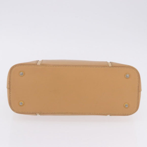 BURBERRY Hand Bag Leather Beige Gold Tone Auth ti4017