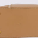 BURBERRY Hand Bag Leather Beige Gold Tone Auth ti4017-16