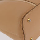 BURBERRY Hand Bag Leather Beige Gold Tone Auth ti4017-17