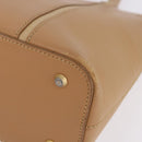 BURBERRY Hand Bag Leather Beige Gold Tone Auth ti4017-18