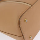 BURBERRY Hand Bag Leather Beige Gold Tone Auth ti4017-19