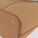 BURBERRY Hand Bag Leather Beige Gold Tone Auth ti4017-20