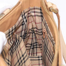 BURBERRY Hand Bag Leather Beige Gold Tone Auth ti4017-24