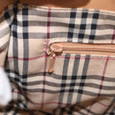 BURBERRY Hand Bag Leather Beige Gold Tone Auth ti4017-25