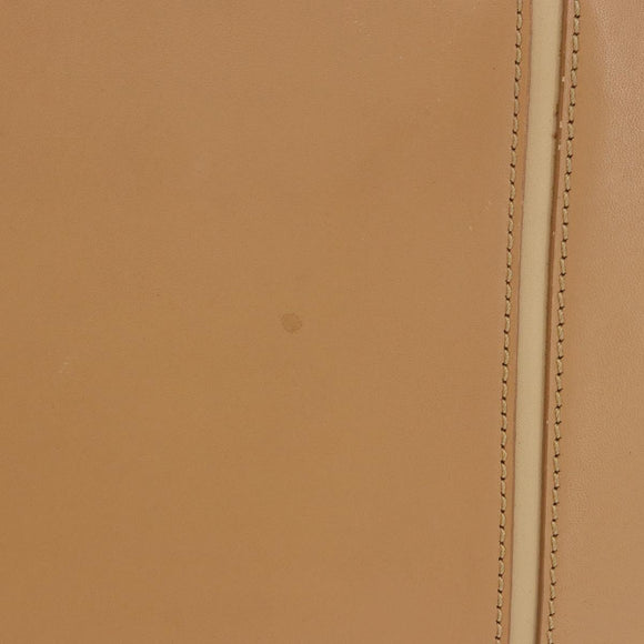 BURBERRY Hand Bag Leather Beige Gold Tone Auth ti4017