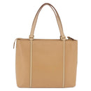 BURBERRY Hand Bag Leather Beige Gold Tone Auth ti4017-3