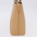 BURBERRY Hand Bag Leather Beige Gold Tone Auth ti4017-4