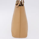 BURBERRY Hand Bag Leather Beige Gold Tone Auth ti4017-5