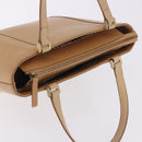 BURBERRY Hand Bag Leather Beige Gold Tone Auth ti4017-14