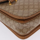 CELINE Macadam Hand Bag PVC Leather Beige Gold Tone Auth ti4018-15