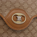 CELINE Macadam Hand Bag PVC Leather Beige Gold Tone Auth ti4018-19