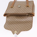 CELINE Macadam Hand Bag PVC Leather Beige Gold Tone Auth ti4018-20