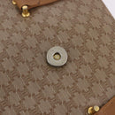 CELINE Macadam Hand Bag PVC Leather Beige Gold Tone Auth ti4018-21