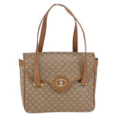 CELINE Macadam Hand Bag PVC Leather Beige Gold Tone Auth ti4018-13