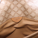CELINE Macadam Hand Bag PVC Leather Beige Gold Tone Auth ti4018-22