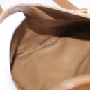CELINE Macadam Hand Bag PVC Leather Beige Gold Tone Auth ti4018-25