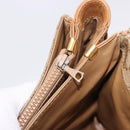 CELINE Macadam Hand Bag PVC Leather Beige Gold Tone Auth ti4018-27