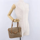 CELINE Macadam Hand Bag PVC Leather Beige Gold Tone Auth ti4018-29