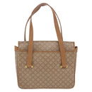 CELINE Macadam Hand Bag PVC Leather Beige Gold Tone Auth ti4018-2