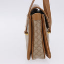 CELINE Macadam Hand Bag PVC Leather Beige Gold Tone Auth ti4018-4