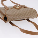 CELINE Macadam Hand Bag PVC Leather Beige Gold Tone Auth ti4018-6