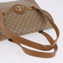 CELINE Macadam Hand Bag PVC Leather Beige Gold Tone Auth ti4018-7