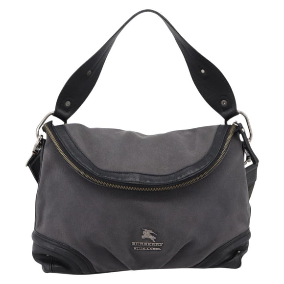 BURBERRY Shoulder Bag Canvas 2way Gray Silver Auth ti4019