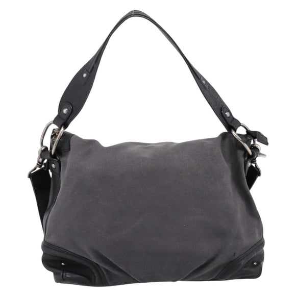 BURBERRY Shoulder Bag Canvas 2way Gray Silver Auth ti4019