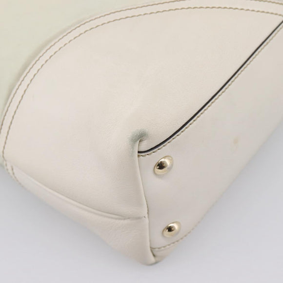 GUCCI Abbey Tote Bag Leather White Gold Tone 182492 Auth ti4020